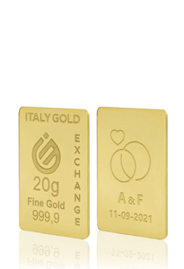 Lingotto Oro 24Kt da 20 gr. per Matrimonio  - Idea Regalo Eventi Celebrativi - IGE Gold